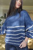 Big Softie Stripe Funnel Grunge Knit Denim
